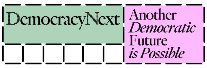 DemocracyNext logo and tagline: Another Democratic Future is Possible.