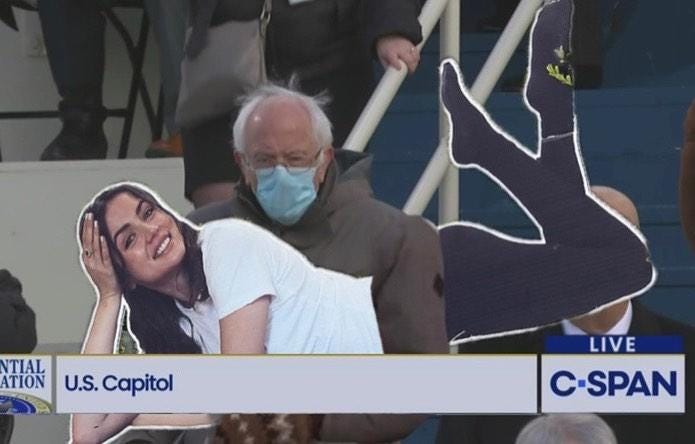 Ana De Armas Cutout | Bernie Sanders Wearing Mittens Sitting in a Chair |  Know Your Meme