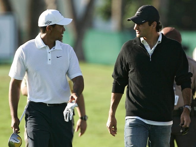 Image result for tiger woods and roger federer