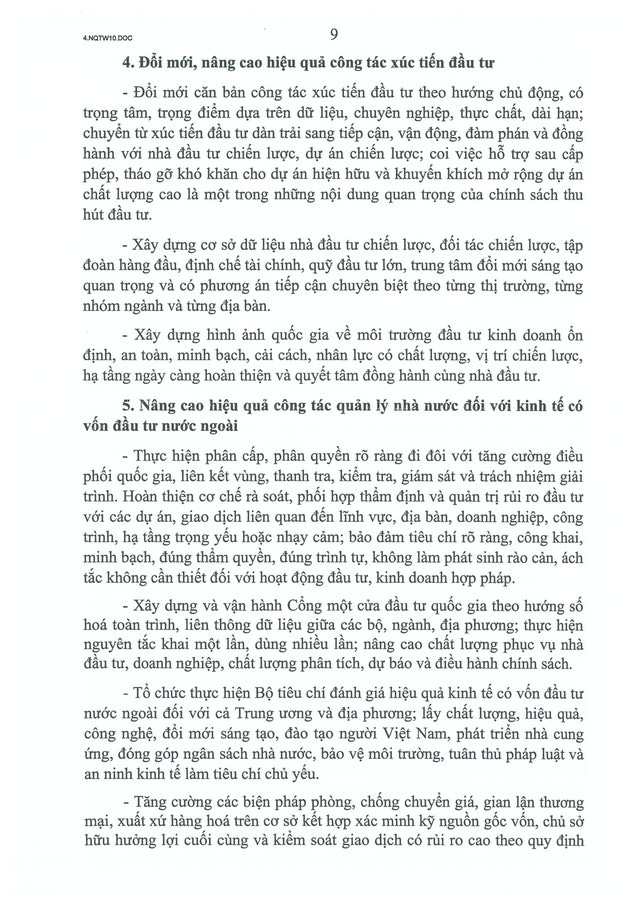 TOÀN VĂN: Nghị quyết số 10-NQ/TW của Bộ Chính trị về PHÁT TRIỂN KINH TẾ có VỐN ĐẦU TƯ NƯỚC NGOÀI- Ảnh 10. TOÀN VĂN: Nghị quyết số 10-NQ/TW của Bộ Chính trị về PHÁT TRIỂN KINH TẾ có VỐN ĐẦU TƯ NƯỚC NGOÀI- Ảnh 10.