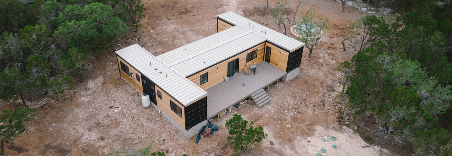 An arial view of the container cabin