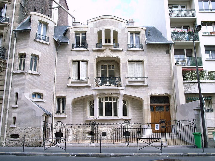Designs for buildings, transport infrastructure, interior design, and furniture by the French designer Hector Guimard