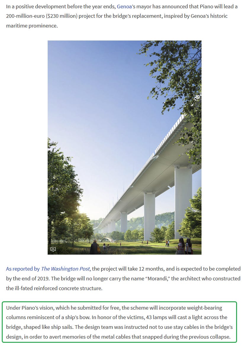 Renzo Piano designs new Genoa bridge, 2