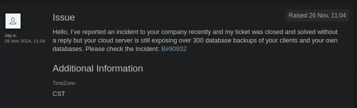 The image shows the 2nd ticket opened alerting Orthominds to check my previously reported incident that got closed without any change.