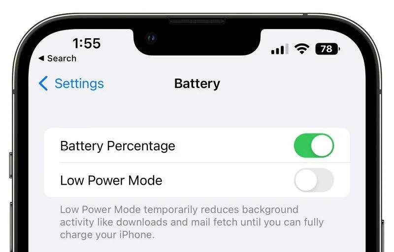 iOS 16 battery percentage toggle iOS 16 battery percentage toggle