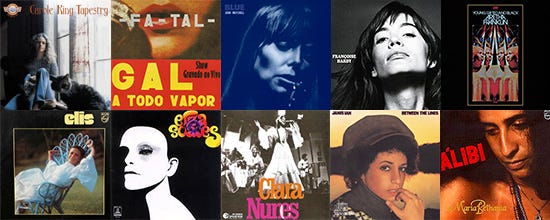 Descrição: montagem com dez capas de discos em duas fileiras horizontais de cinco na sequência da lista abaixo.