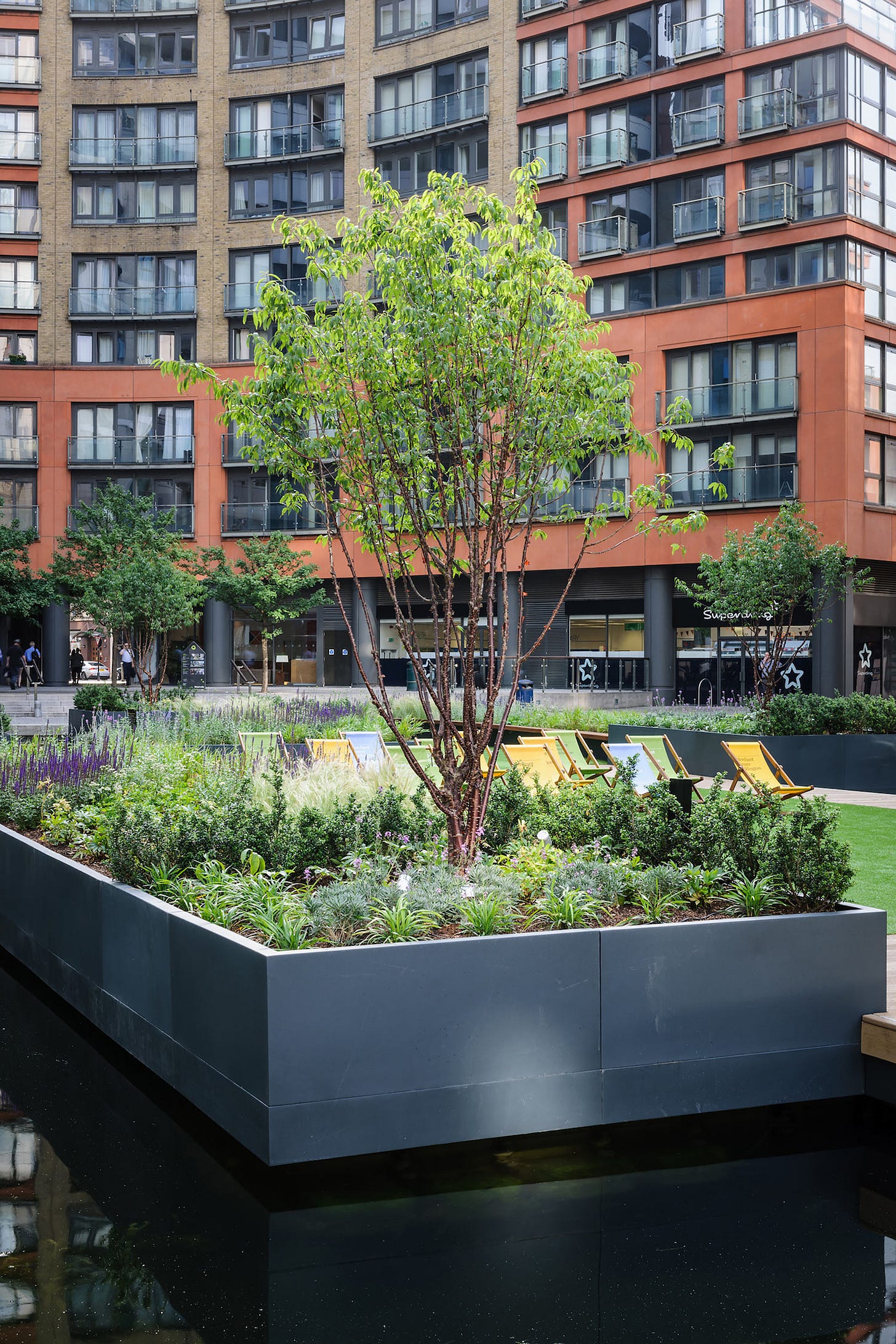 Merchant Square Floating Pocket Park by Garden Club London