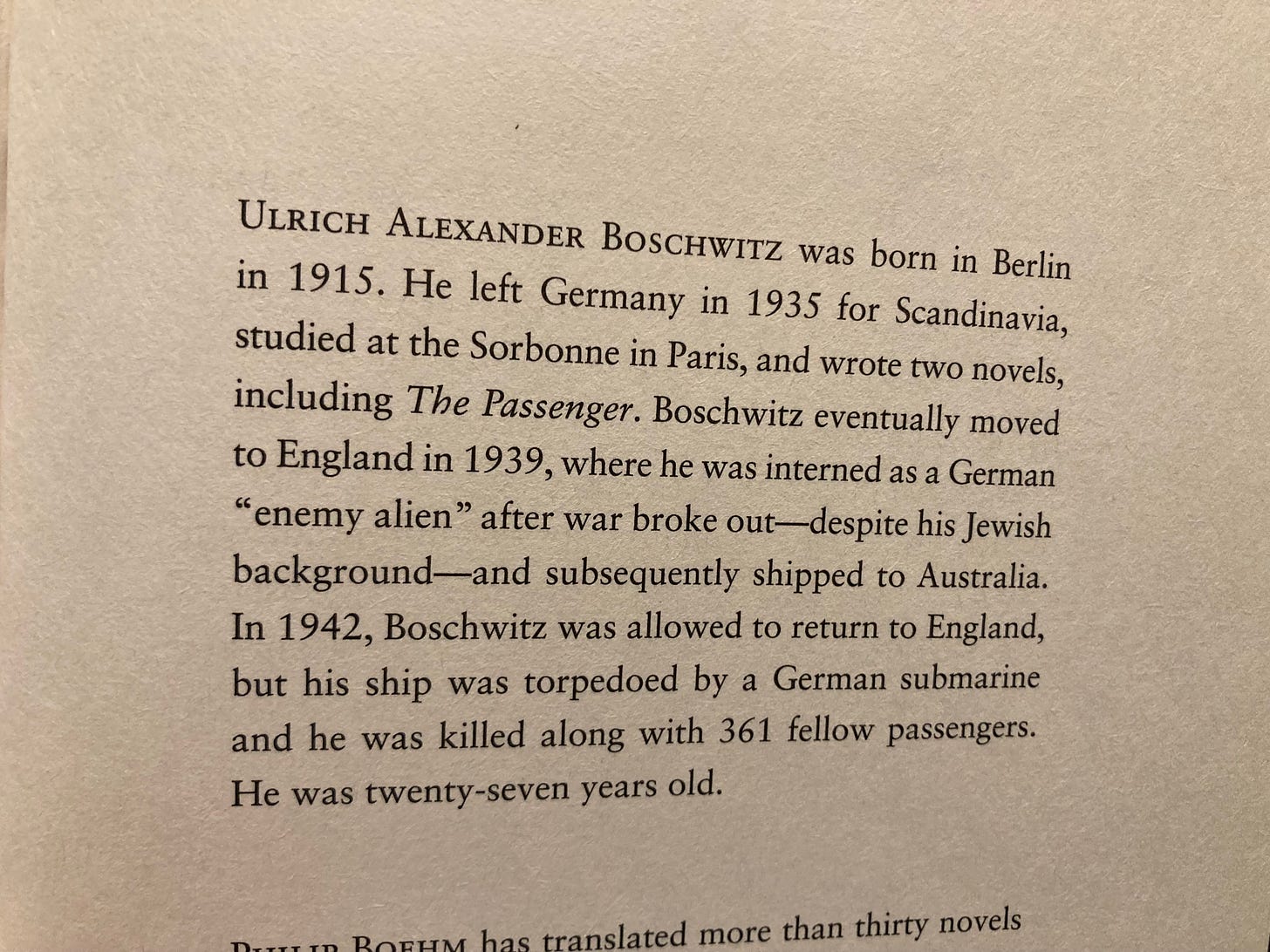 Bio page about Boschwitz and his flight from Germany and to the UK from where he was sent to Australia as an enemy alien and when he was allowed to return the Germans torpedoed the boat.