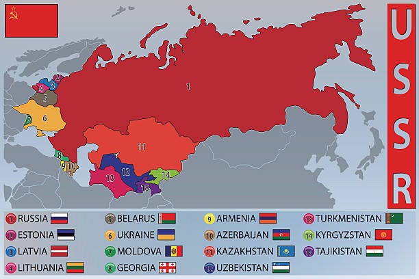 Map And Flags Of The Republics Of The Former Ussr Stock Illustration -  Download Image Now - Former Soviet Union, Former, Unity - iStock