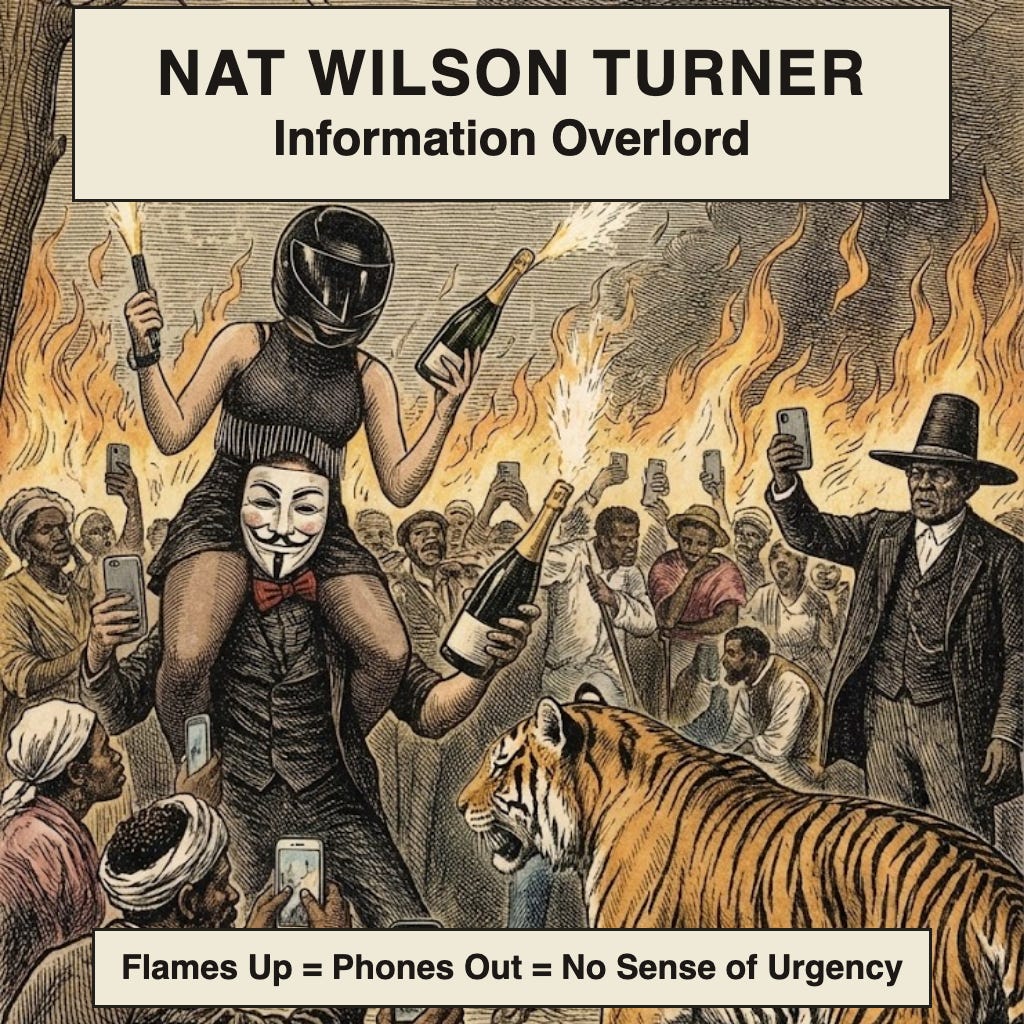 Nat Wilson Turner: Information Overlord: Flames Up: Phones Out: No Sense of Urgency