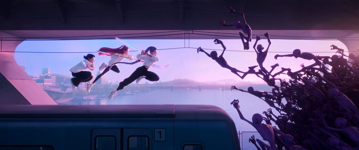 kpop demon hunters train scene demons