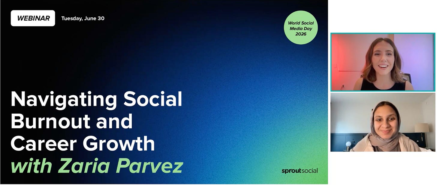 A screen capture from my recent webinar interview with Zaria Parvez A screen capture from my recent webinar interview with Zaria Parvez