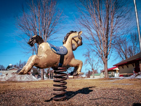 Various photos of the essential elements of small town life