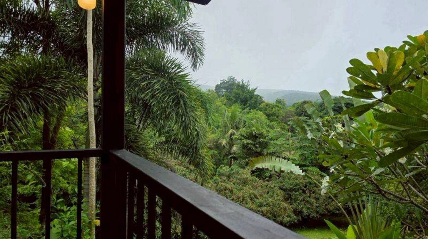 The porch with a forest view