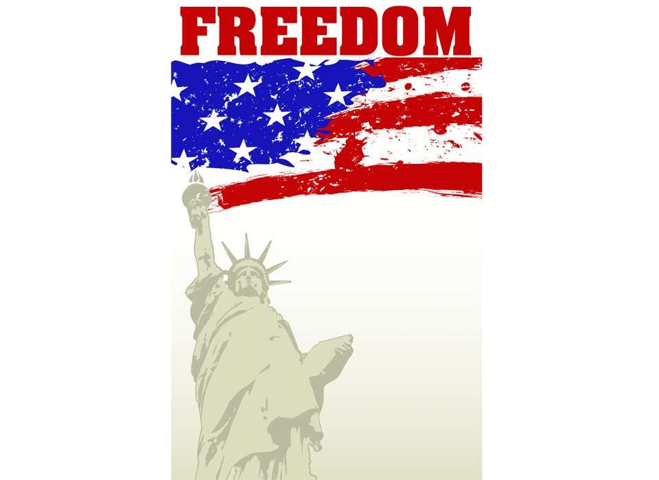 FREEDOM American flag & Statue of Liberty