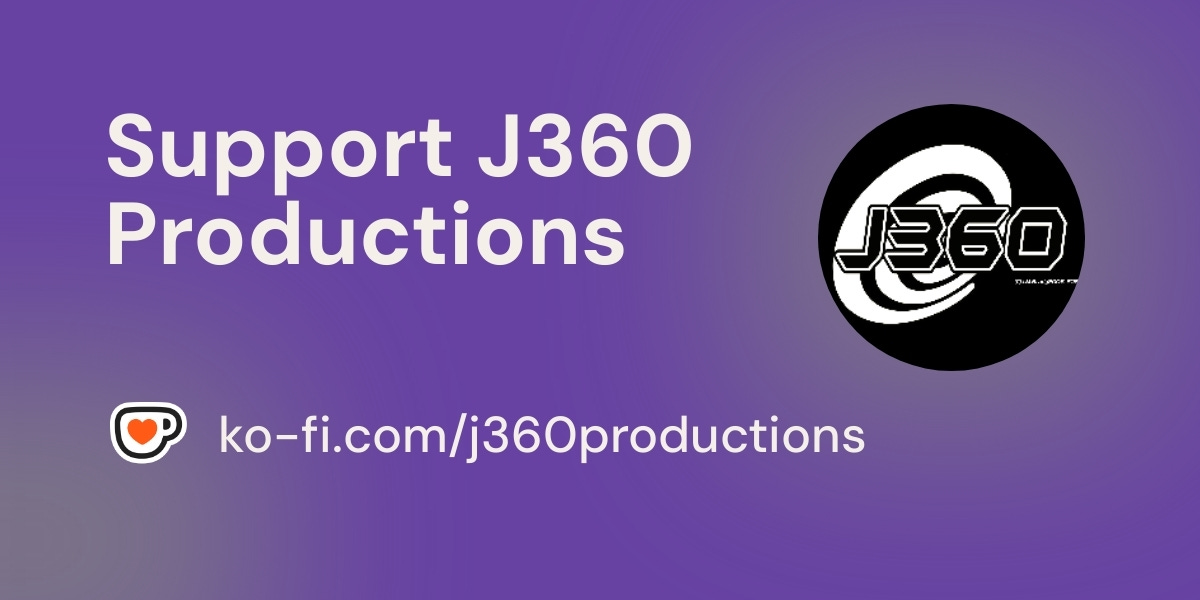 White and purple shade for the donation page of Ko-Fi.com/j360productions 