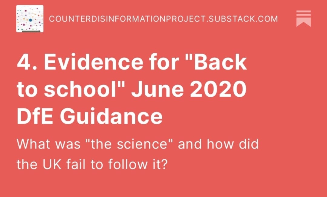 4. Evidence for "Back to school" June 2020 DfE Guidance