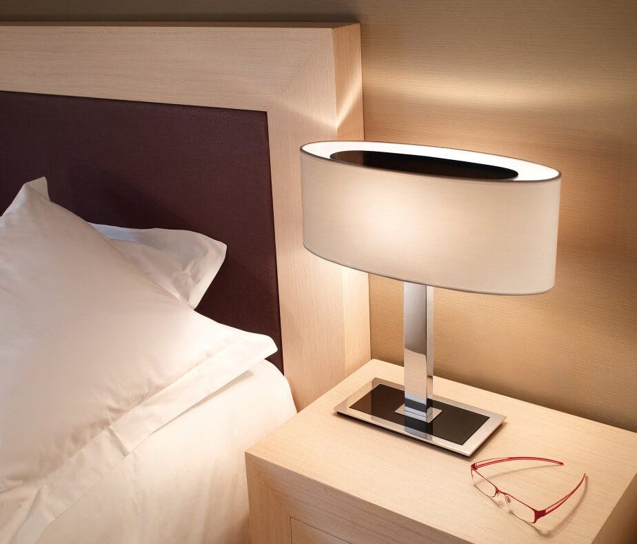 Elegant bedside table lamps providing soft, ambient lighting for bedroom décor