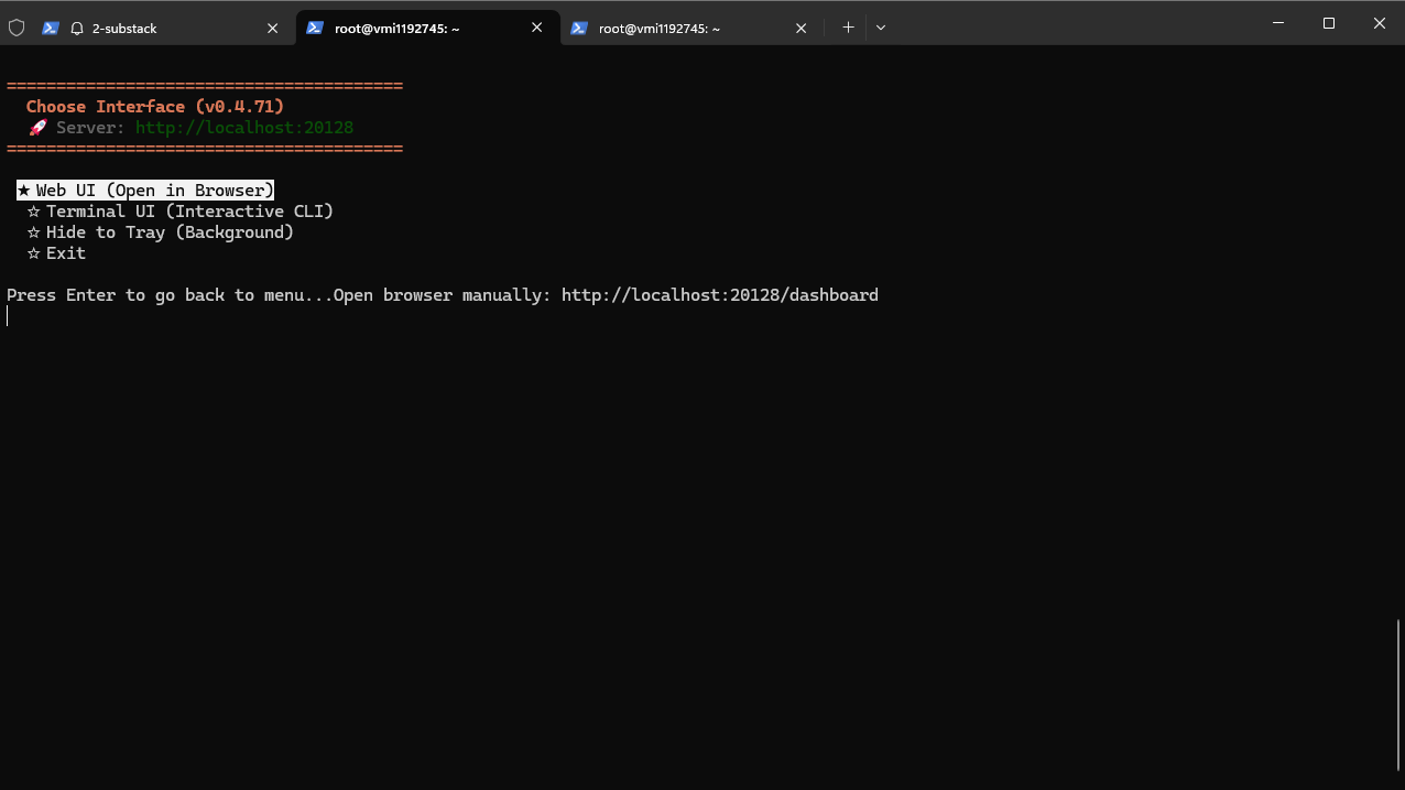 9Router started interactively from the global npm install. 9Router started interactively from the global npm install.