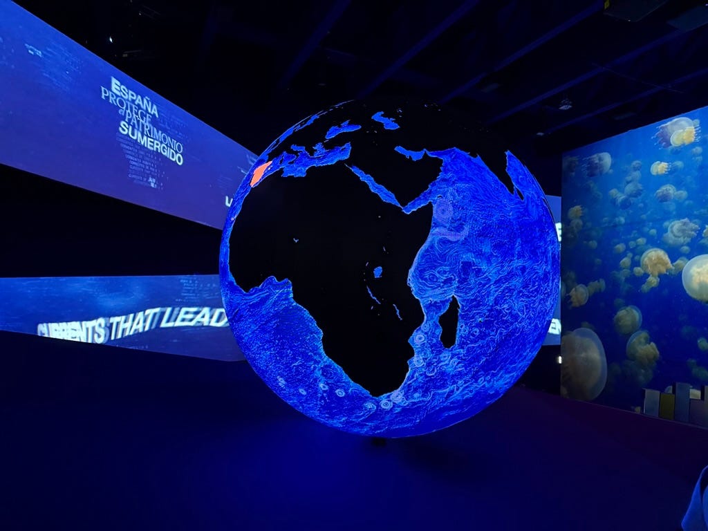 Spinning earth at the Spanish pavilion