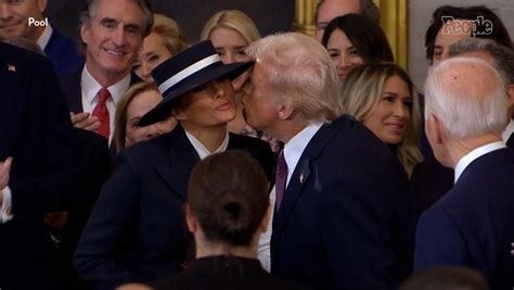 Donald and Melania Trump Share an Air Kiss on Inaugural Stage Before ...