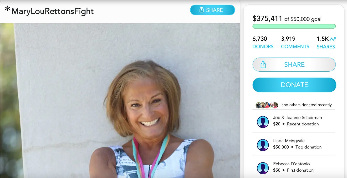 Mary Lou Retton crowdfunding page