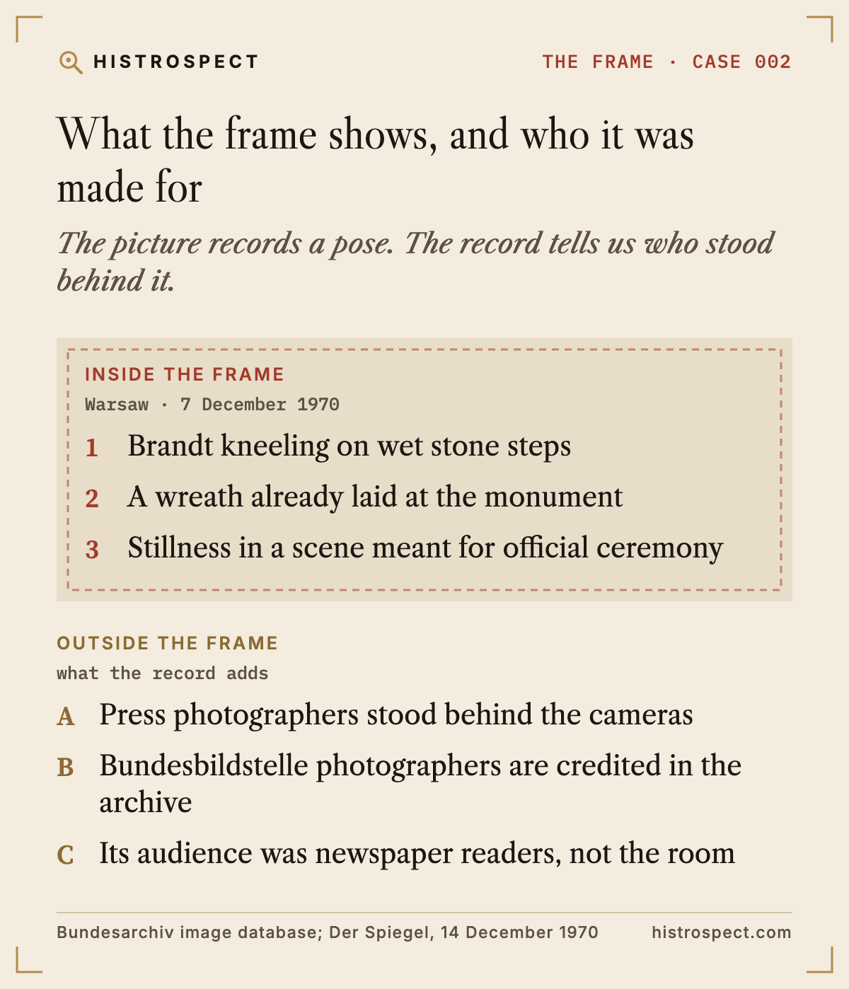 What the frame shows, and who it was made for What the frame shows, and who it was made for