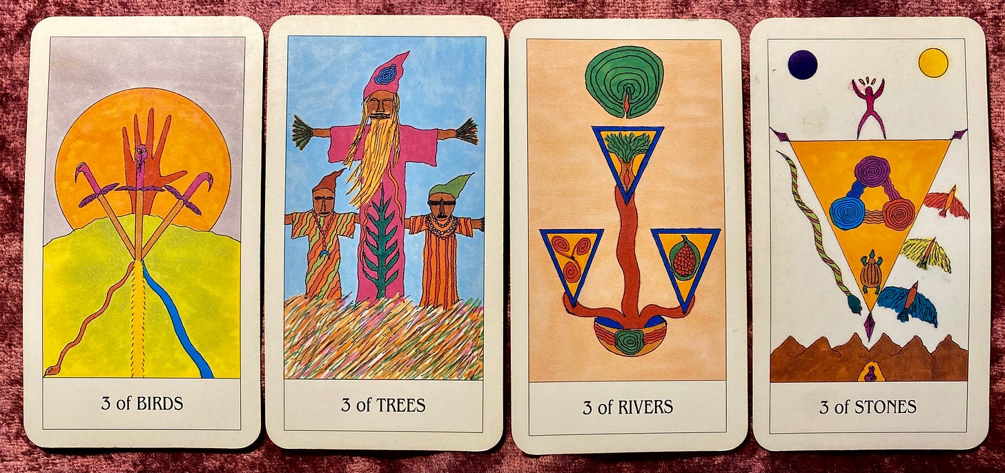Threes from the Shining Tribe Tarot