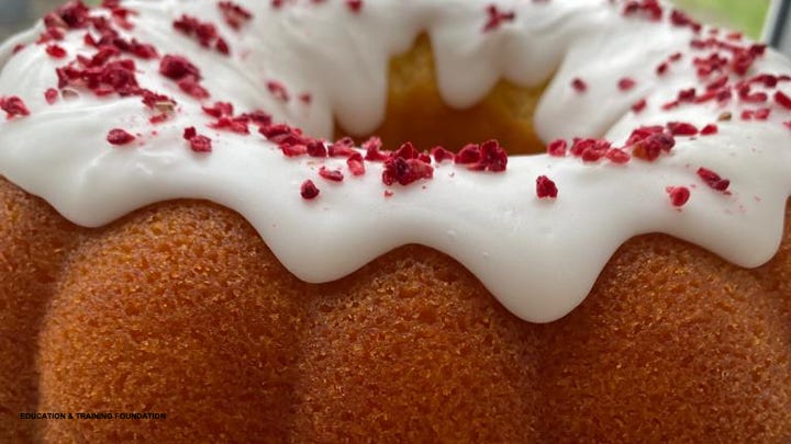 A sticky lemon drizzle cake, made by Lou's friend Mandy