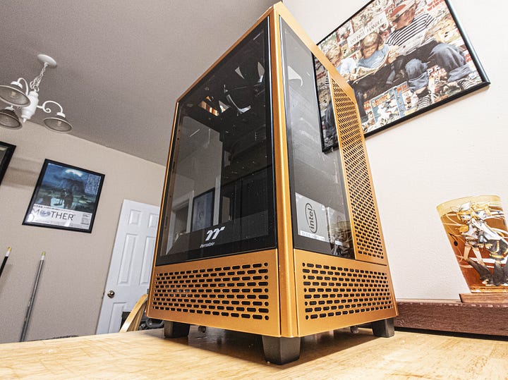 Henen-nesw, built and photographed on the butcherblock table.