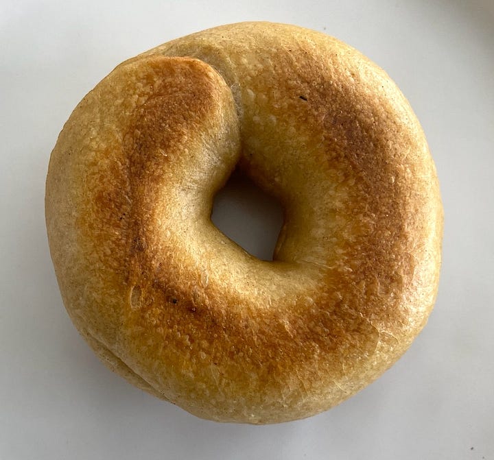 Two bagel bottoms.