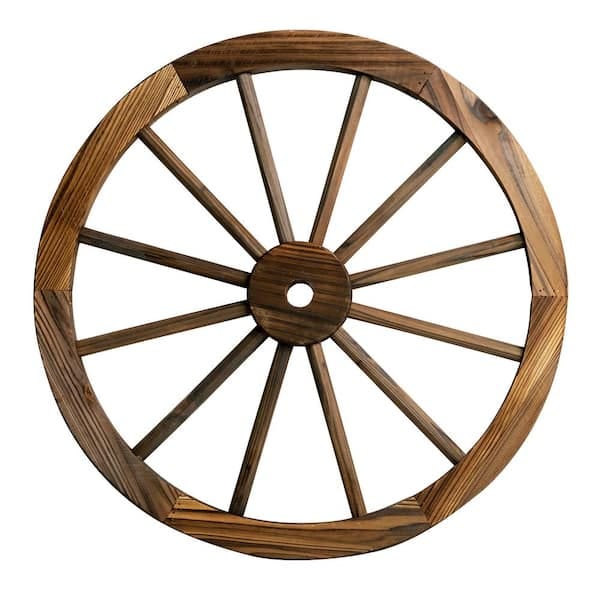 Patio Premier 24 in. Wooden Wagon Wheel in Rustic 442007 - The Home Depot