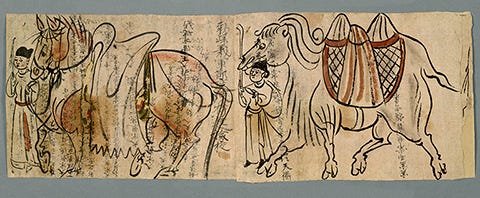 馬與駱駝圖像｜來源：Getty Research Institute / Dunhuang Academy