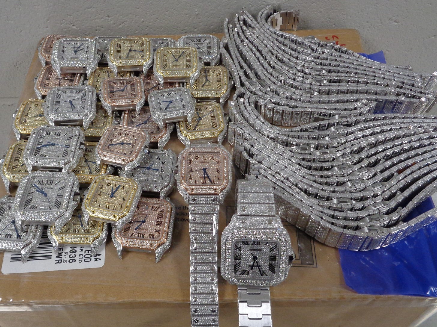$4.2 million in counterfeit high-end (Cartier) watches from Hong Kong seized by CBP Officers in Indianapolis on August 8, 2025. $4.2 million in counterfeit high-end (Cartier) watches from Hong Kong seized by CBP Officers in Indianapolis on August 8, 2025.