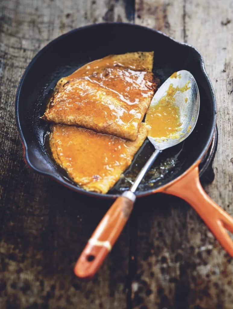 crepes in pan
