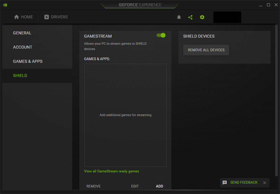 NVidia Geforce Experience - Shield Gamestream settings