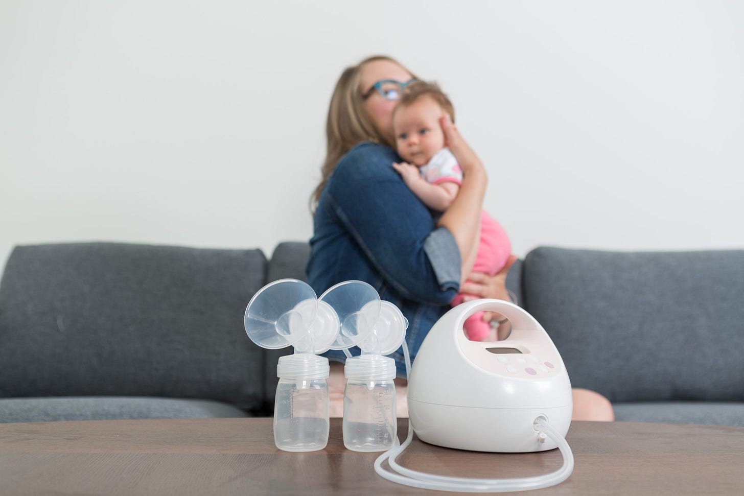 Mom and Baby and Breast Pump
