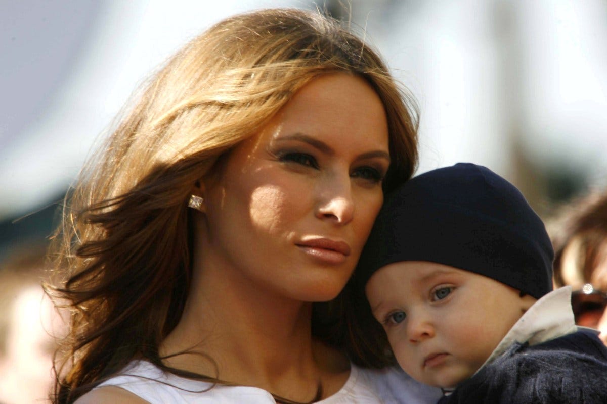 Melania Trump with son Barron Trump at the ceremony honoring Donald Trump with a star on the Hollywood Walk of Fame in Los Angeles, January 16, 2007. Melania Trump with son Barron Trump at the ceremony honoring Donald Trump with a star on the Hollywood Walk of Fame in Los Angeles, January 16, 2007.