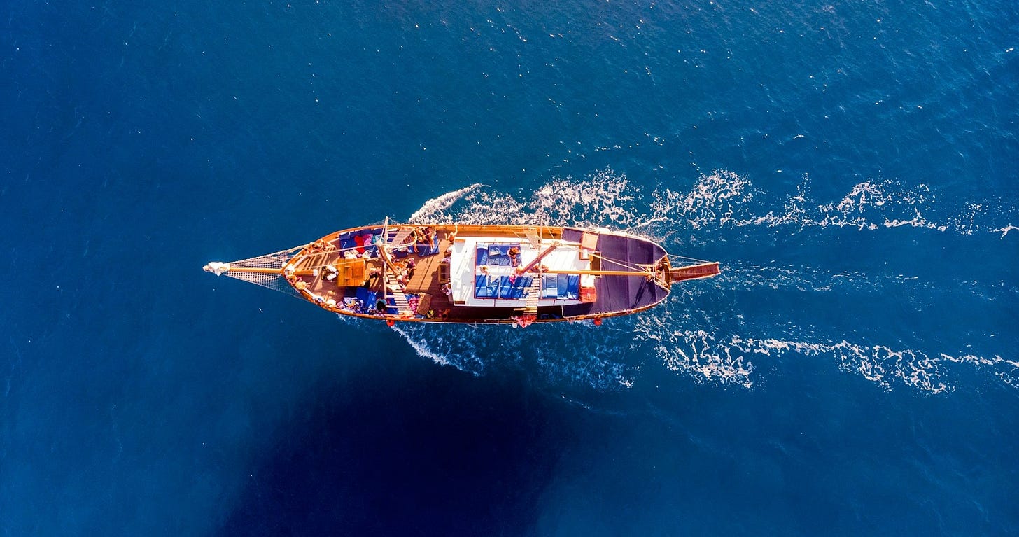 aerial photography of boat on blue ocean during daytime