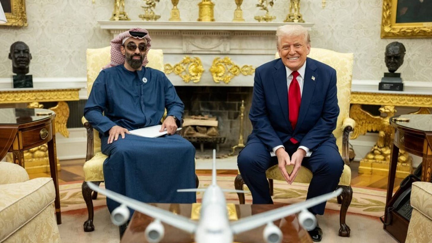 UAE National Security Advisor, Sheikh Tahnoon bin Zayed Al Nahyan meets with U.S. President Donald Trump in the White House on March 18, 2025.