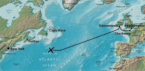 Route Titanic 1912 | Titanic route, Titanic, Rms titanic