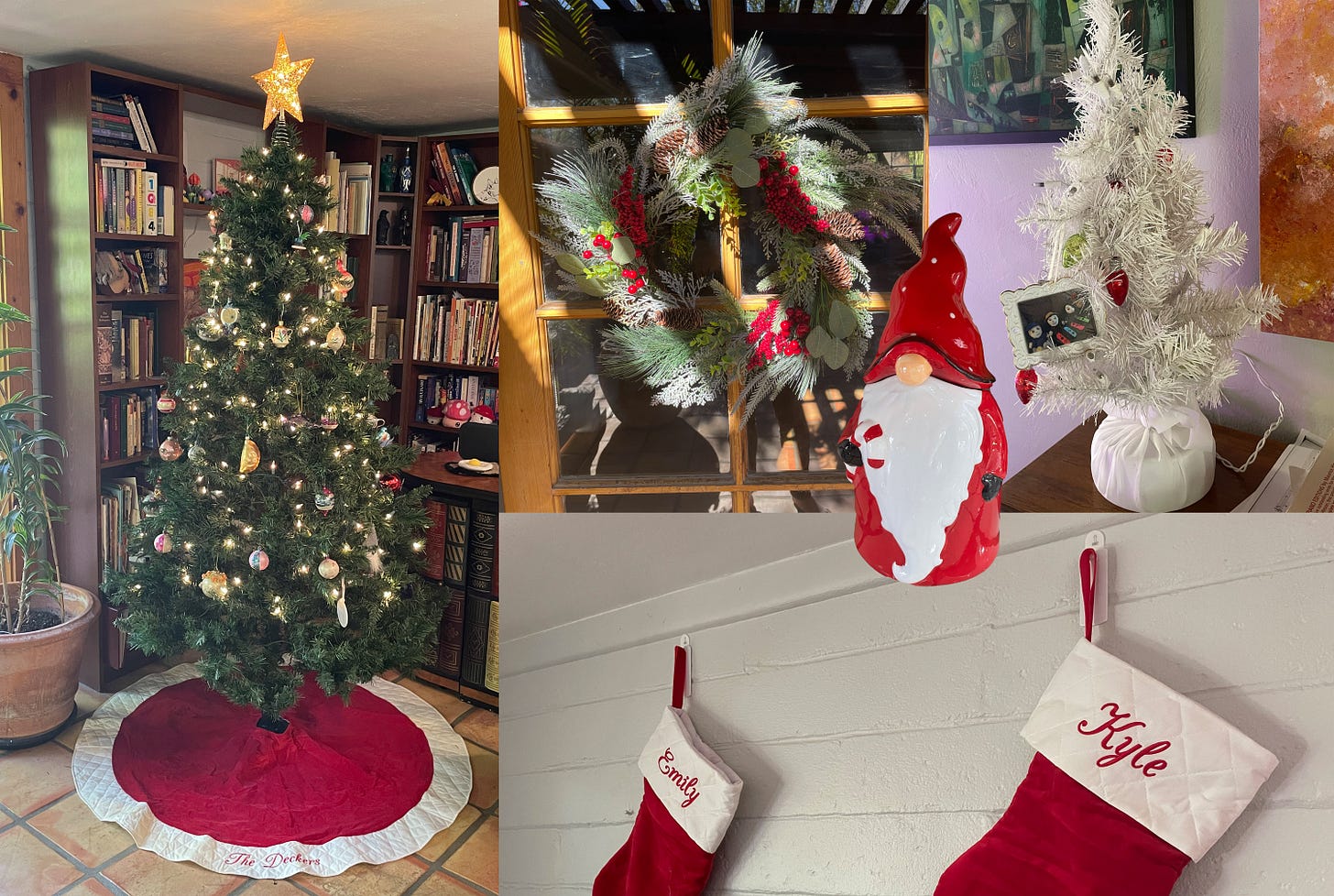 A bunch of christmas decorations