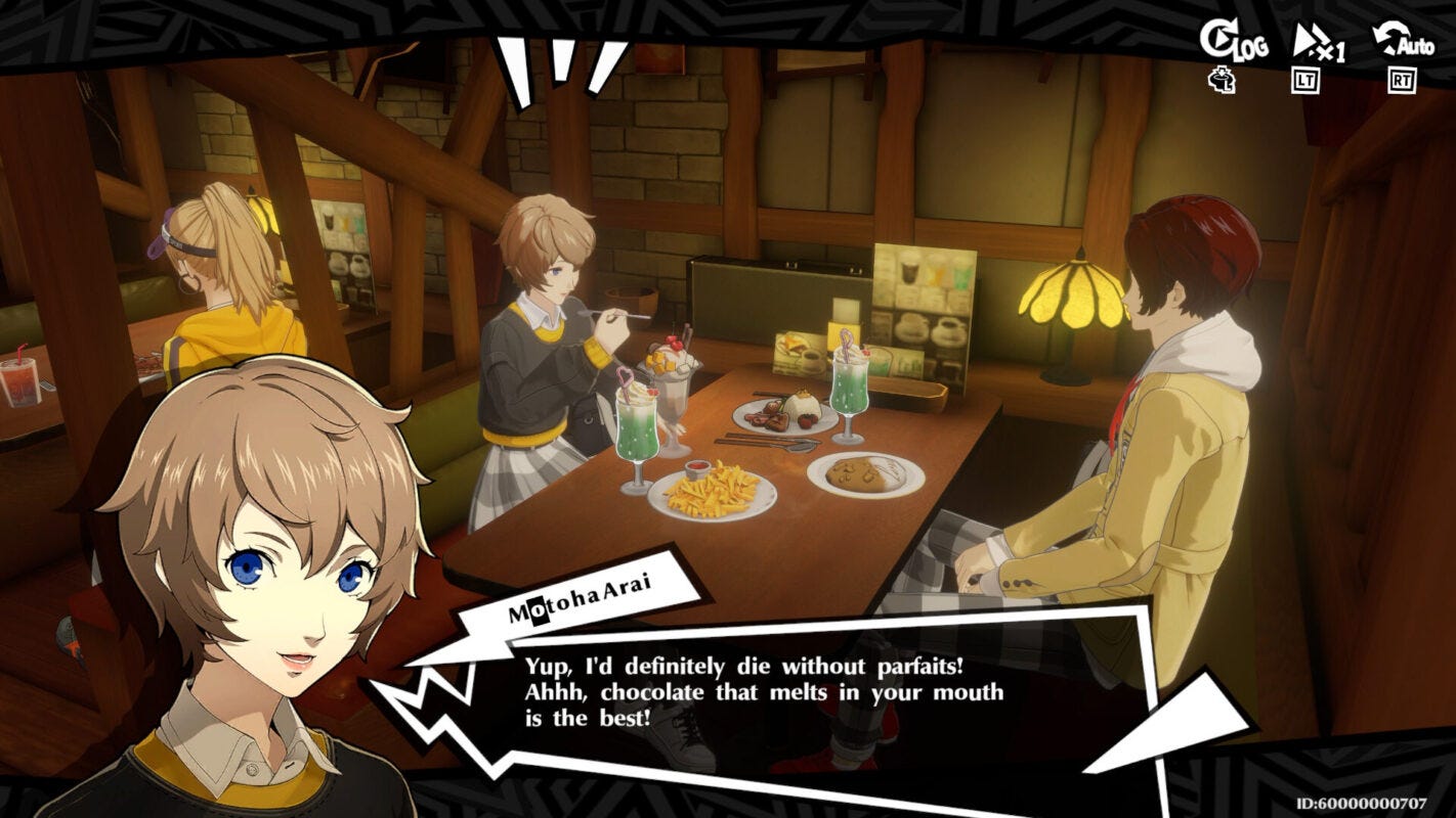 Wonder and Arai enjoying a parfair in Persona 5: The Phantom X Wonder and Arai enjoying a parfair in Persona 5: The Phantom X