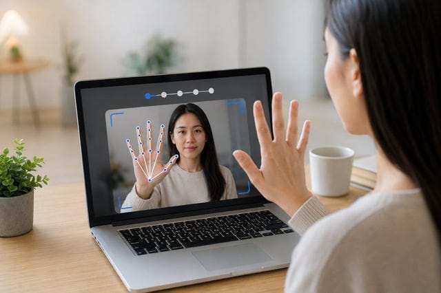 Making simple hand gestures in front of a camera Making simple hand gestures in front of a camera