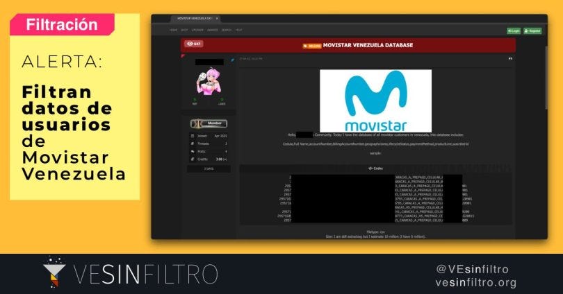 Venezuela Sin Filtro exige a Movistar aclarar filtración de datos de 3,2  millones de usuarios - Portuguesa Reporta