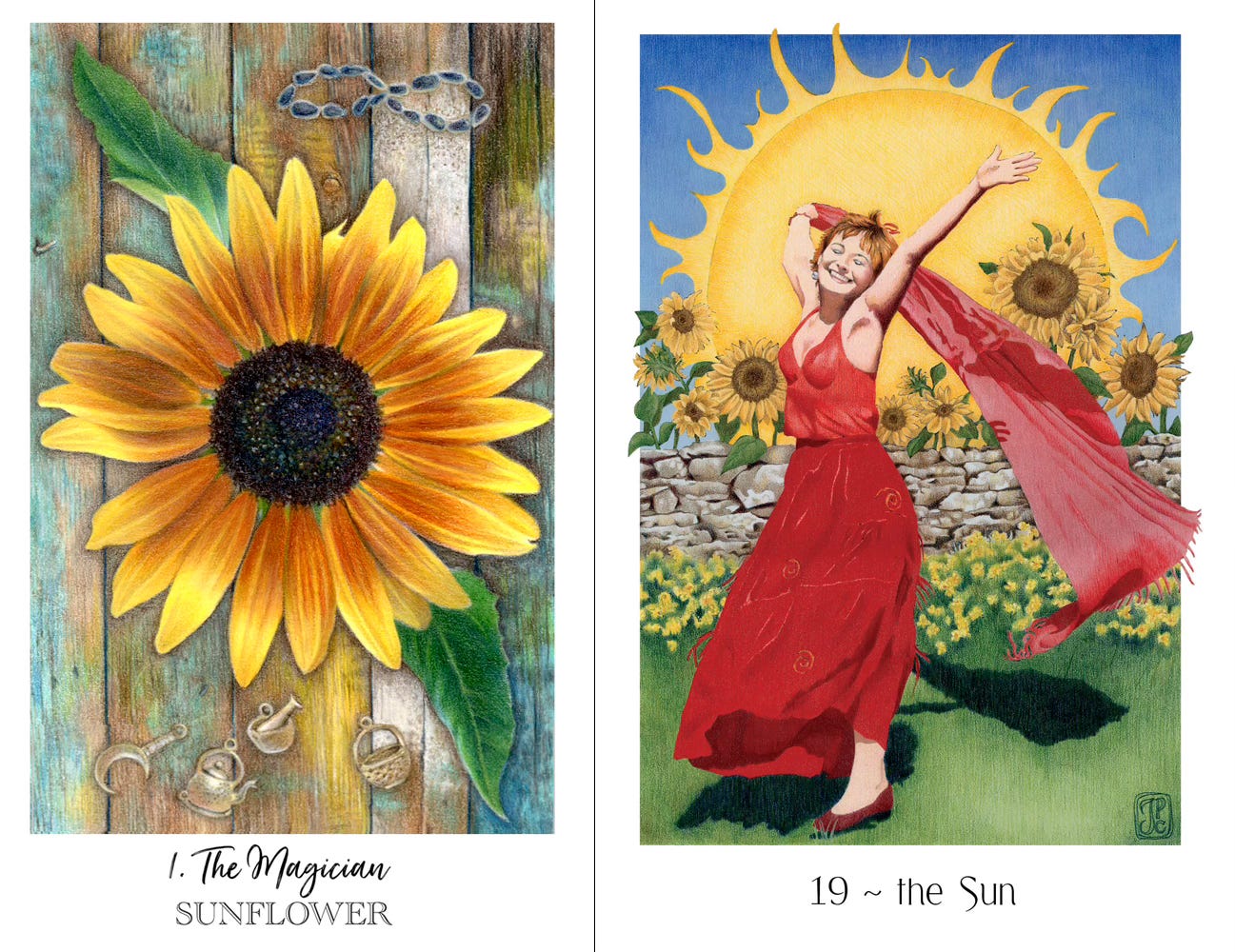 Sunflowers, HCT, Gaian tarots