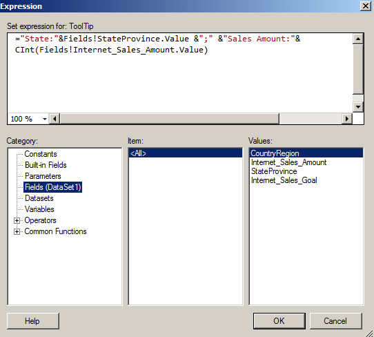 Expression SSRS state and sales Expression SSRS state and sales