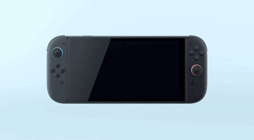 a black nintendo switch with a blue and red controller on a blue background a black nintendo switch with a blue and red controller on a blue background