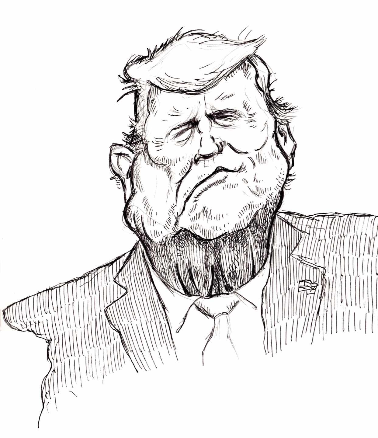 Ink sketch of trump with stroke face.