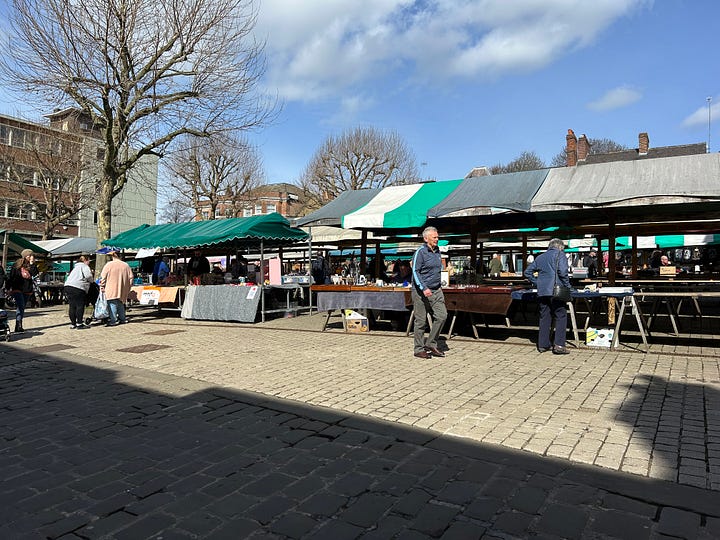 Chesterfield outdoor market and Market Hall.